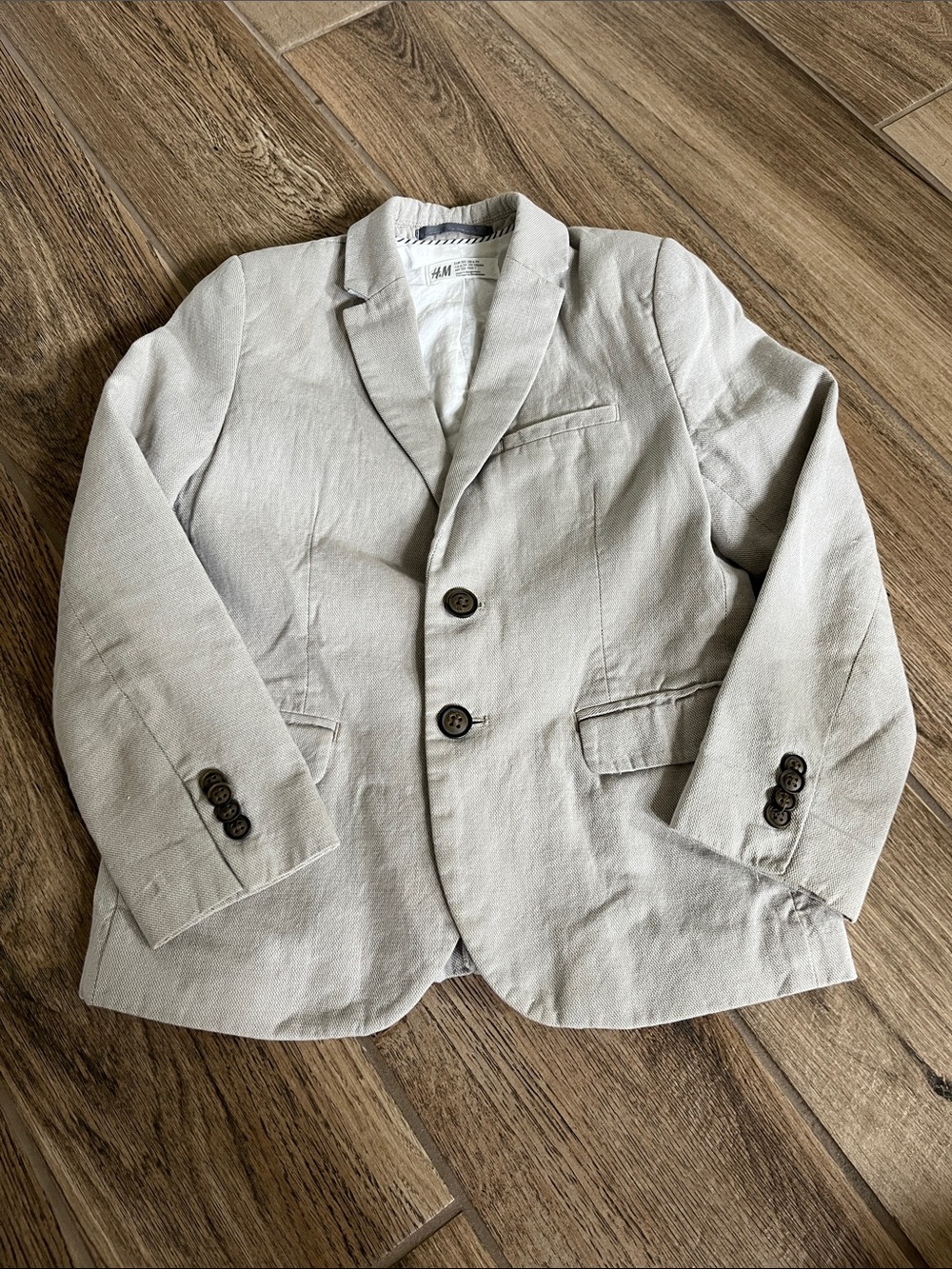 H&M Light Beige Boys Linen-Blend Blazer